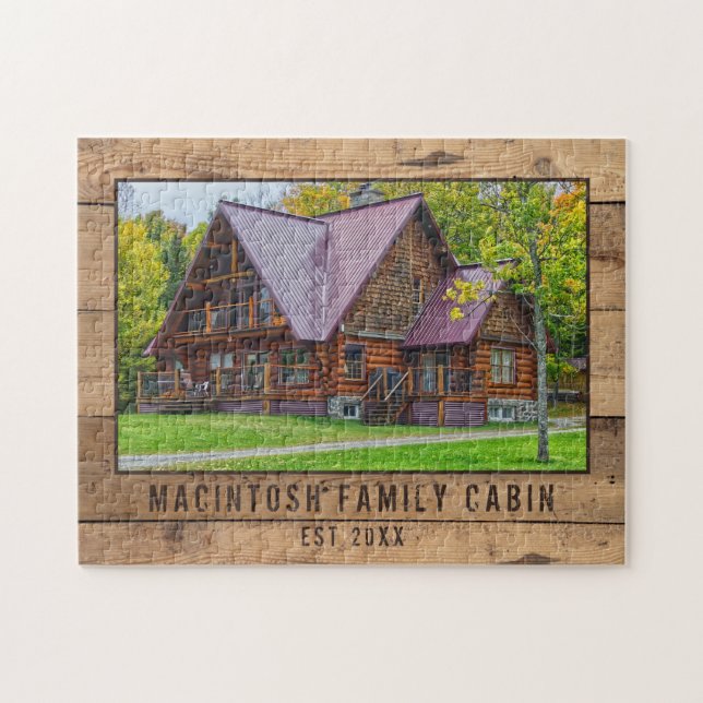 Puzzle Foto de familia Cabina Árboles forestales de mader (Horizontal)