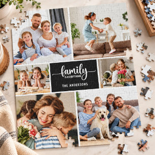 Puzzle Foto de familia con letra moderna simple