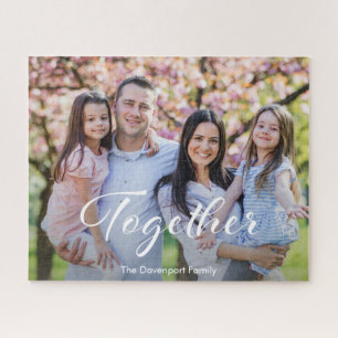 Puzzle Foto de familia con tipografía moderna juntos
