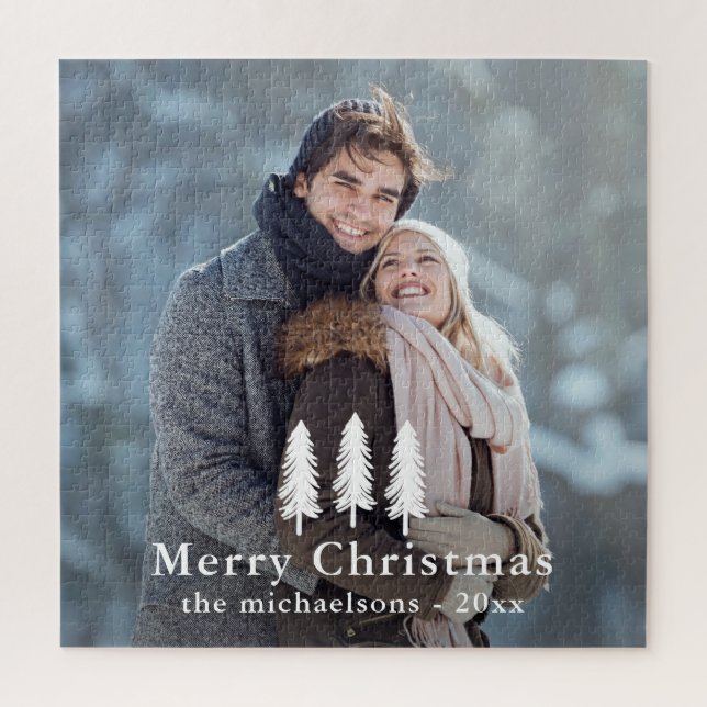 Puzzle Foto de feriado de Navidades de pinos blancos ruso (Vertical)