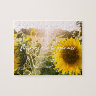 Puzzle Foto de girasol real Campo Flores son felicidad