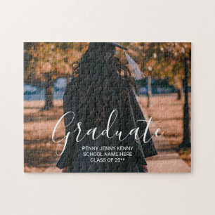 Puzzle Foto de graduación personalizada con letra moderna