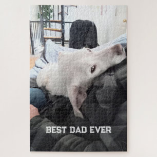 Puzzle Foto de hermoso perro blanco con papá el Día del P