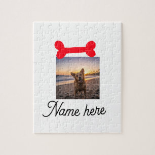 Puzzle Foto de hueso de perro rojo regalos simples nombre