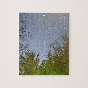 Puzzle Foto de la luna creciente en el cielo de la tarde