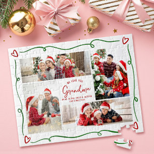 Puzzle Foto de Navidad Rojo Verde Te Amo Abuela Doodles