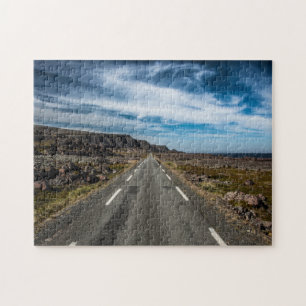 Puzzle Foto de paisaje de carretera escénica recta