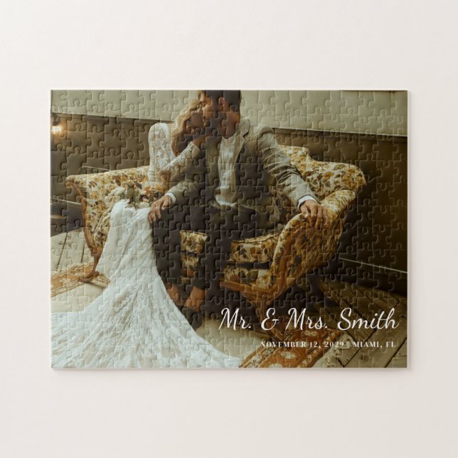 Puzzle Foto de pareja Boda moderna Mr. y Mrs Newlyweds (Horizontal)