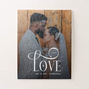 Puzzle Foto de parejas de recién casados con guión modern