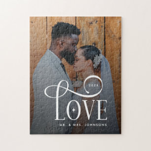 Puzzle Foto de parejas de recién casados con guión modern