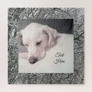 Puzzle Foto de Perro Blanco lindo teniendo el perezoso Dí