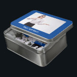 Puzzle Foto de personalizable y texto azul profundo<br><div class="desc">Tu foto única y tu texto personalizado resaltan este profundo rompecabezas azul.</div>