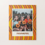 Puzzle Foto de Personalizado del Naranja Brown de Groovy<br><div class="desc">Groovy 60's Naranja otoño Personalizado Brown foto rompecabezas agradecido</div>