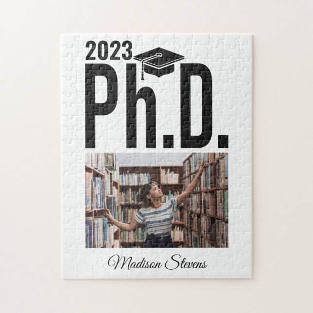 Puzzle Foto de personalizado, nombre y año Ph.D. (Vertical)