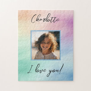 Puzzle Foto de Personalizado Pastel "Te amo" Nombre perso
