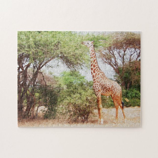 Puzzle Foto de pintura de Giraffe Eating Leaves (Horizontal)