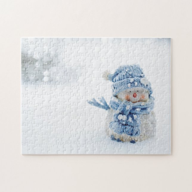 Puzzle Foto de un muñeco de nieve en invierno - Navidades (Horizontal)