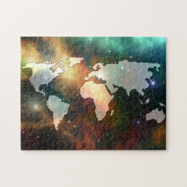 Puzzle Foto de World Map Galaxy Stars