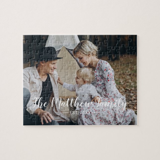 Puzzle Foto del personalizado con apellido y año establec (Horizontal)