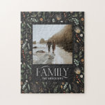 Puzzle Foto familiar acuarela botánica elegante moderno<br><div class="desc">Fotografía familiar acuarela tela botánica elegante. Boda ideal,  aniversario,  cumpleaños o regalo de Navidades</div>