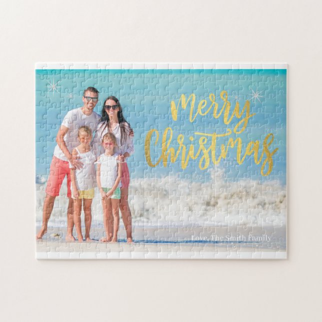 Puzzle Foto familiar moderna Tarjeta de vacaciones Blue O (Horizontal)