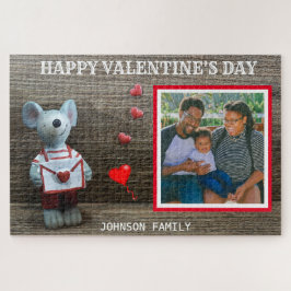 Puzzle Foto Feliz Día de San Valentín Madera Rústica del