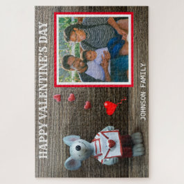Puzzle Foto Feliz Día de San Valentín Madera Rústica del 