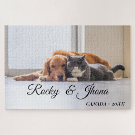 PUZZLE FOTO MODERNA SIMPLE DE PERRO Y GATO