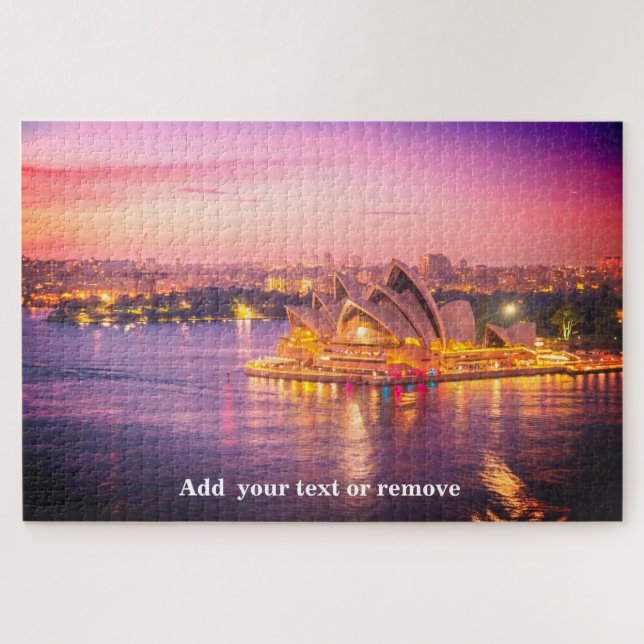 Puzzle Foto nocturna de Sydney y de la Ópera, Australia, (Horizontal)