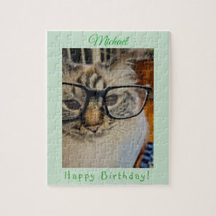 Puzzle Foto original de GATO verde cumpleaños nombre