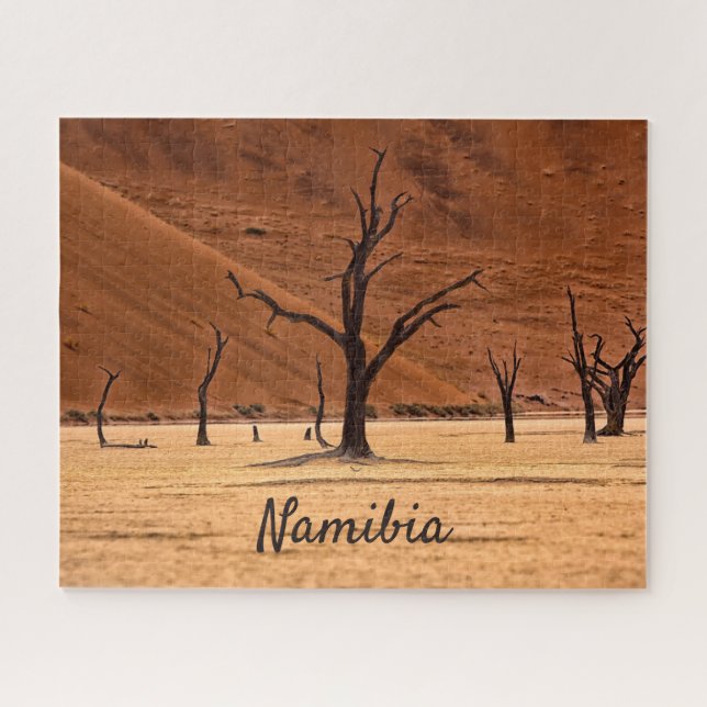 Puzzle Foto paisajística de Namibia muerta con texto (Horizontal)