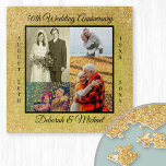 Puzzle Foto personalizada de 50 años de Boda<br><div class="desc">Crea tu propio rompecabezas fotográfico único para un regalo del 50 aniversario de Boda. Este elegante y moderno diseño es dorado y negro con un efecto purpurina y texturado. La plantilla de fotos está preparada para que añadas 4 de tus fotos favoritas de los últimos 50 años. Tus fotos están...</div>
