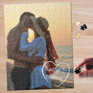 Puzzle Foto Personalizada de Corazón de Amor de Pareja