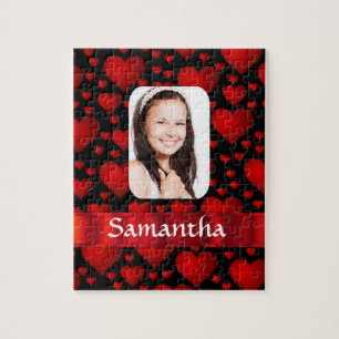 Puzzle Foto personalizada de corazón rojo y negro