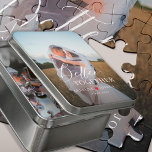 Puzzle foto personalizada de pareja boda<br><div class="desc">Crea tu propia tipografía elegante "mejor juntos" cita superpuesto boda foto mantener puzzle regalo personalizado con nombres de pareja,  corazón rojo y tu texto.</div>