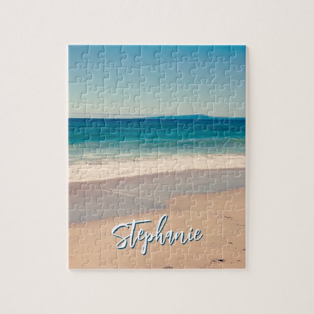 Puzzle Foto personalizada de playa océano azul escénico (Vertical)