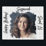 Puzzle Foto personalizado 16º cumpleaños Plantilla blanca<br><div class="desc">Personalizar el texto de la celebración con tu mensaje apropiado para cualquier ocasión con un fondo blanco. Reemplace la fotografía de marcador de posición con su foto. Rellene los campos de la plantilla, elimine texto o edite utilizando la herramienta de diseño para seleccionar el estilo de fuente, el tamaño y...</div>