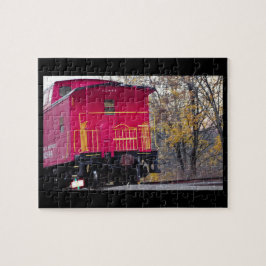 Puzzle Foto roja del tren del Caboose