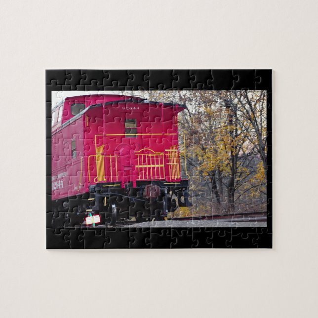 Puzzle Foto roja del tren del Caboose (Horizontal)