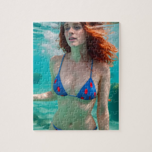 Puzzle Foto subacuática de Red Haiman Polka Dot Bikini (Vertical)