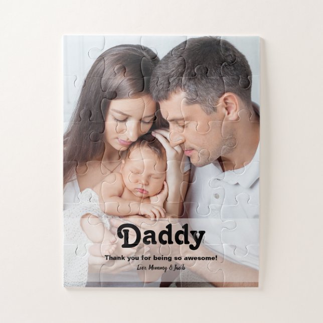 Puzzle Foto y mensaje de Personalizado de Retro Daddy mod (Vertical)