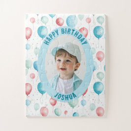 Puzzle Foto y nombre, globos azules