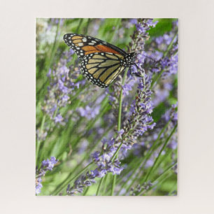 Puzzle Fotografía de flores de lavanda y mariposa monarca