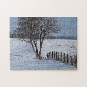 Puzzle Fotografía de la escena de la valla invernal y los