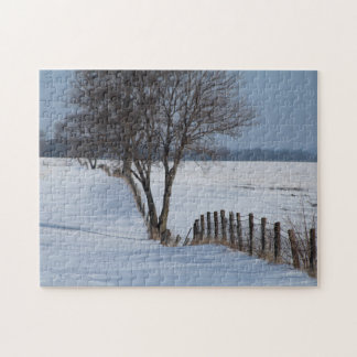 Puzzle Fotografía de la escena de la valla invernal y los