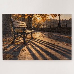 Puzzle Fotografía de la sombra del banco del parque de ot
