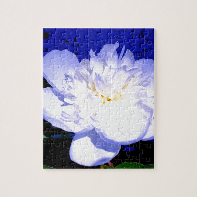 Puzzle Fotografía de Peony en blanco y púrpura (Vertical)