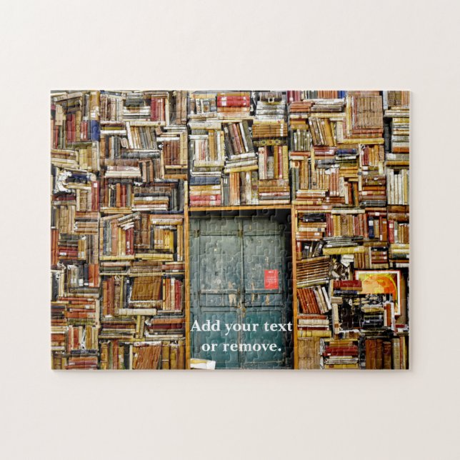 Puzzle Fotografía gráfica: Muro de los libros en una bibl (Horizontal)