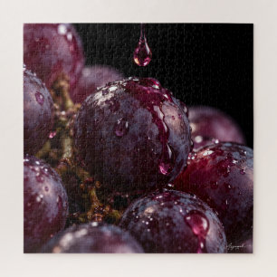 Puzzle Fotografía macro de racimo de uvas bañadas por el