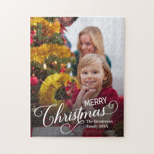 Puzzle Fotos de Personalizado simple de Feliz Navidad (Vertical)